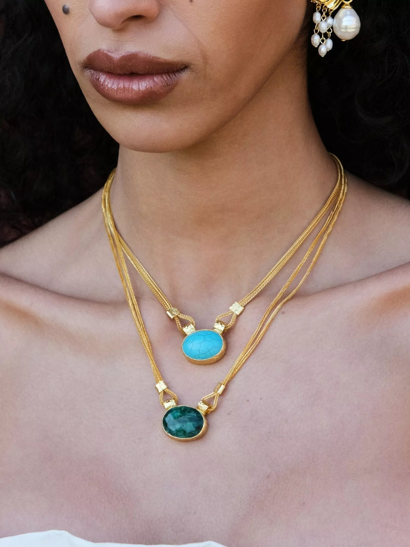 Ottoman Hands Daphne Turquoise Gold necklace - British product