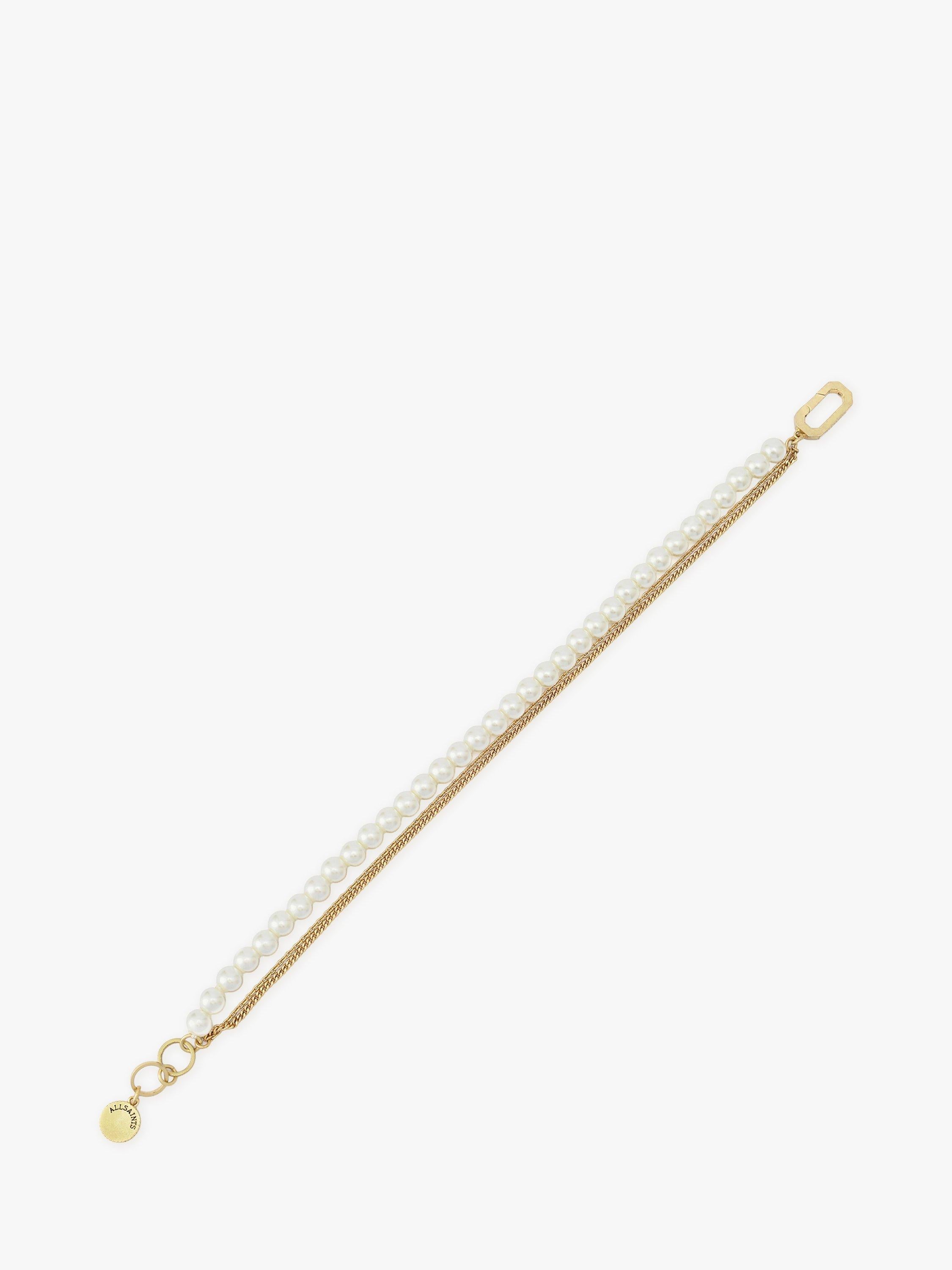 AllSaints pearl multi chain bracelet gold tone, imported from the UK
