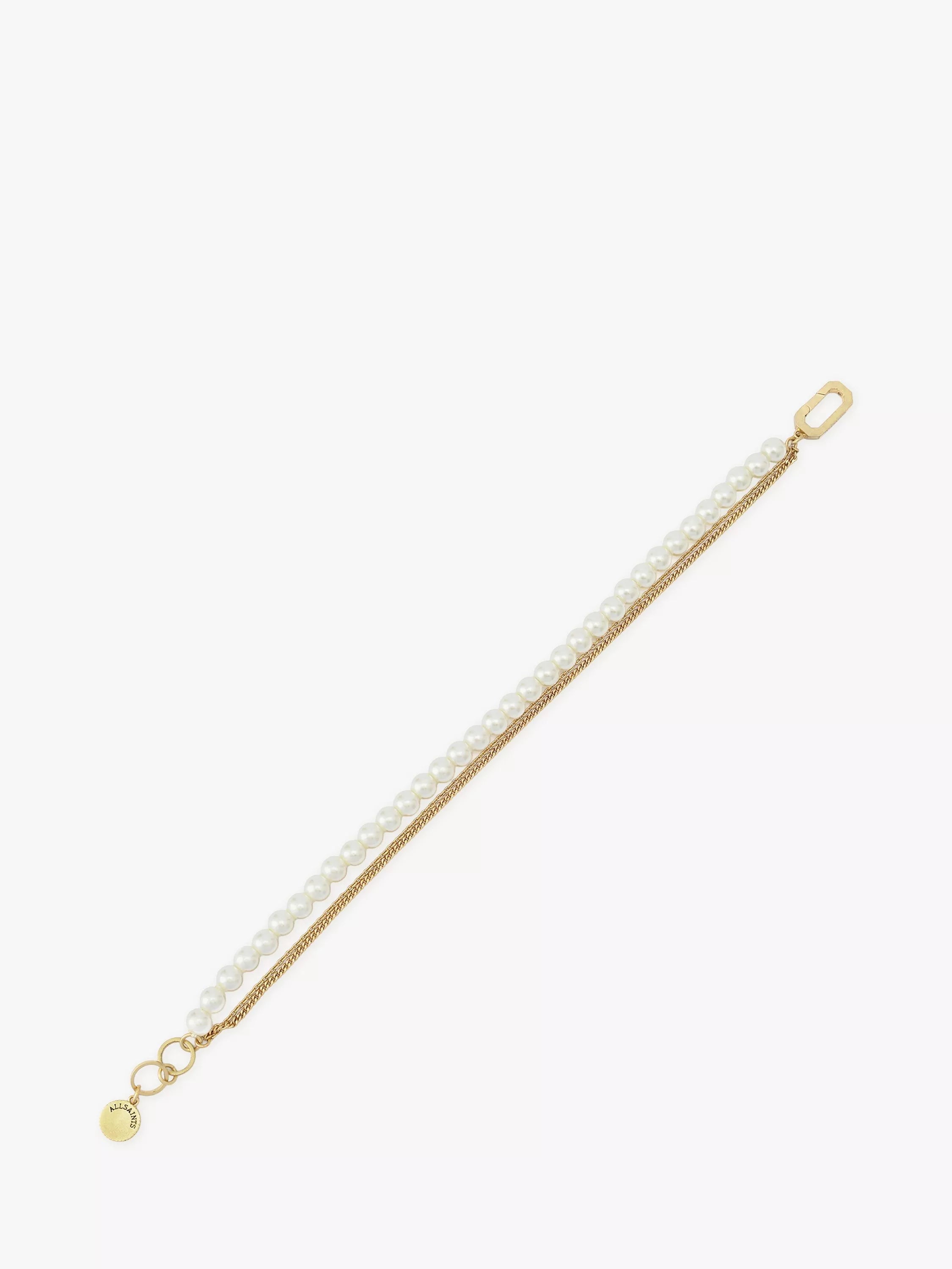 AllSaints pearl multi chain bracelet gold tone, imported from the UK