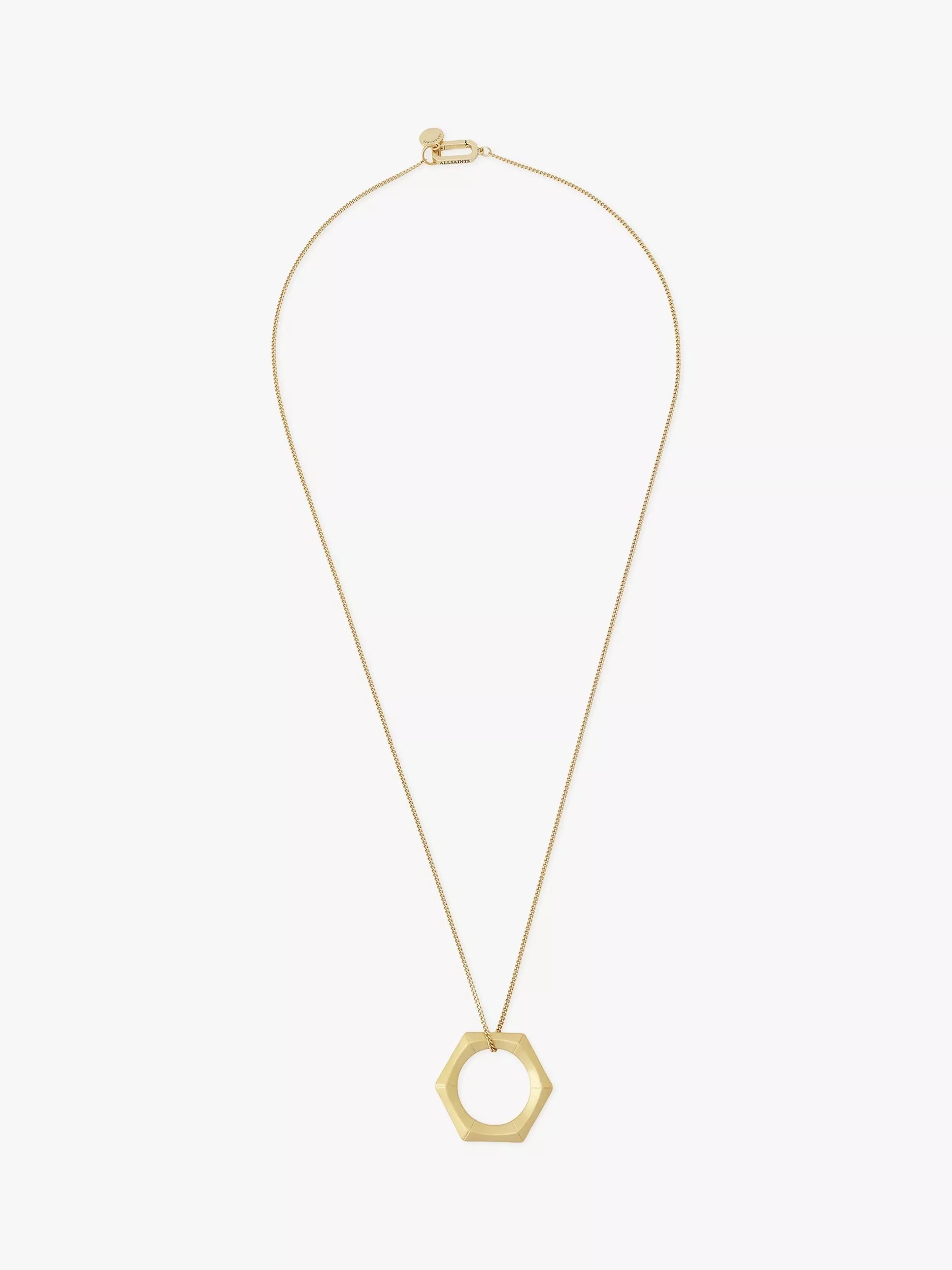 AllSaints Bamboo Long Pendant Necklace, Gold
