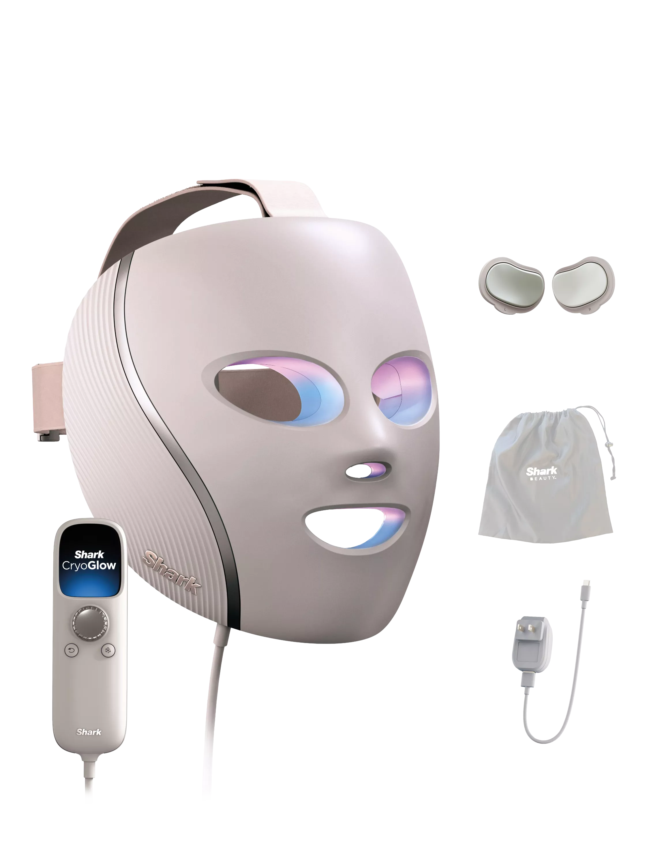 Shark CryoGlow Under-Eye Cooling & LED Anti-Ageing & Blemish Repair Mask, Spa Pink