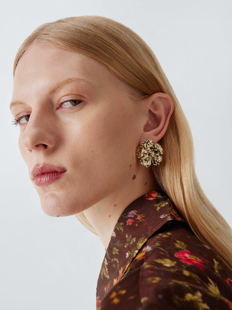 Completedworks gold large flower stud earrings - British product