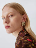 Completedworks gold large flower stud earrings - British product