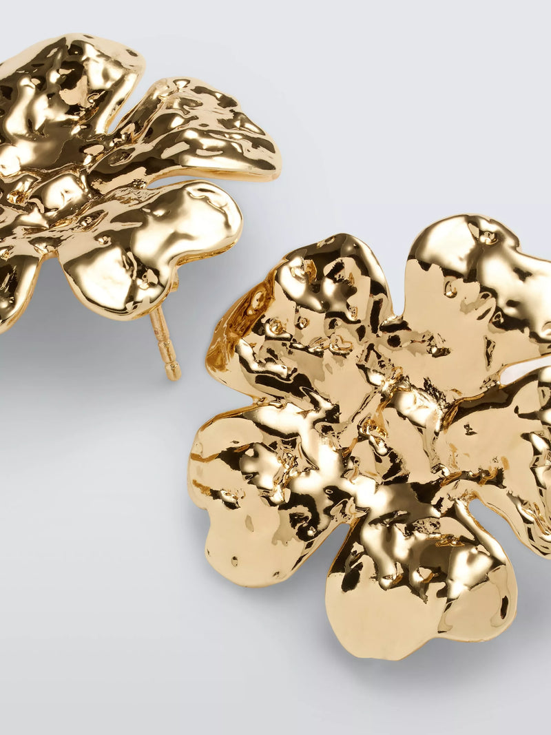 Completedworks gold large flower stud earrings - British product