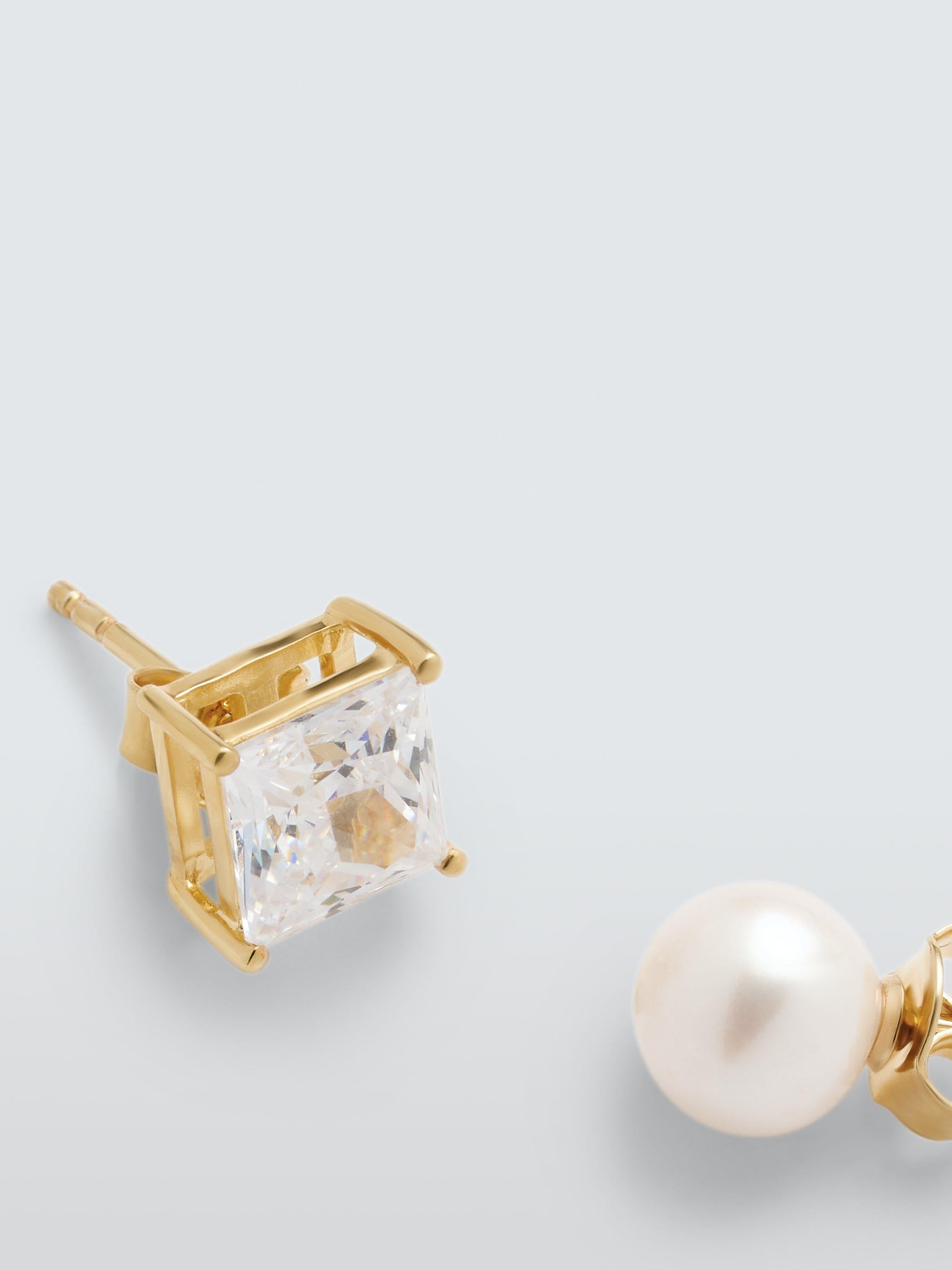 Completedworks x John Lewis pearl cubic zirconia gold earrings, imported from the UK