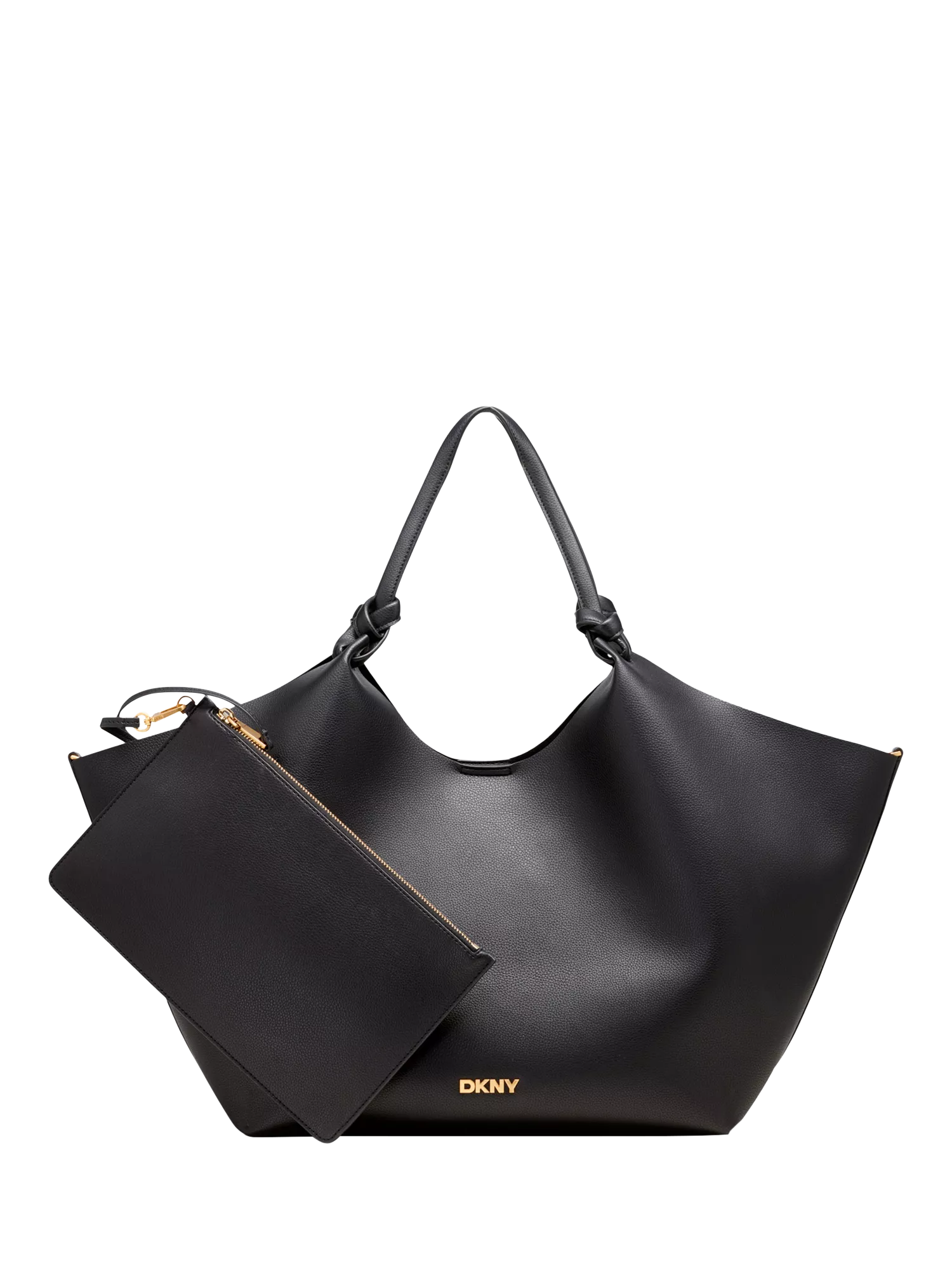 DKNY Paula large shopper tote bag in black and gold (British brand)