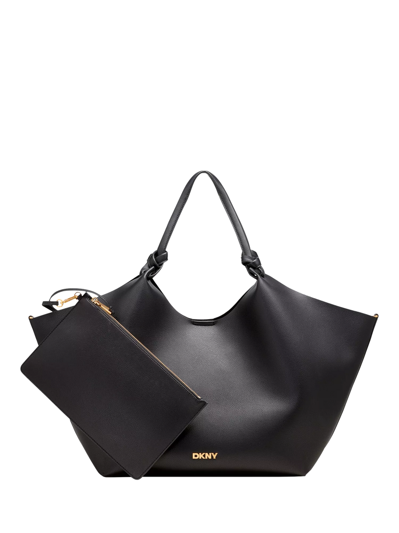 DKNY Paula large shopper tote bag in black and gold (British brand)