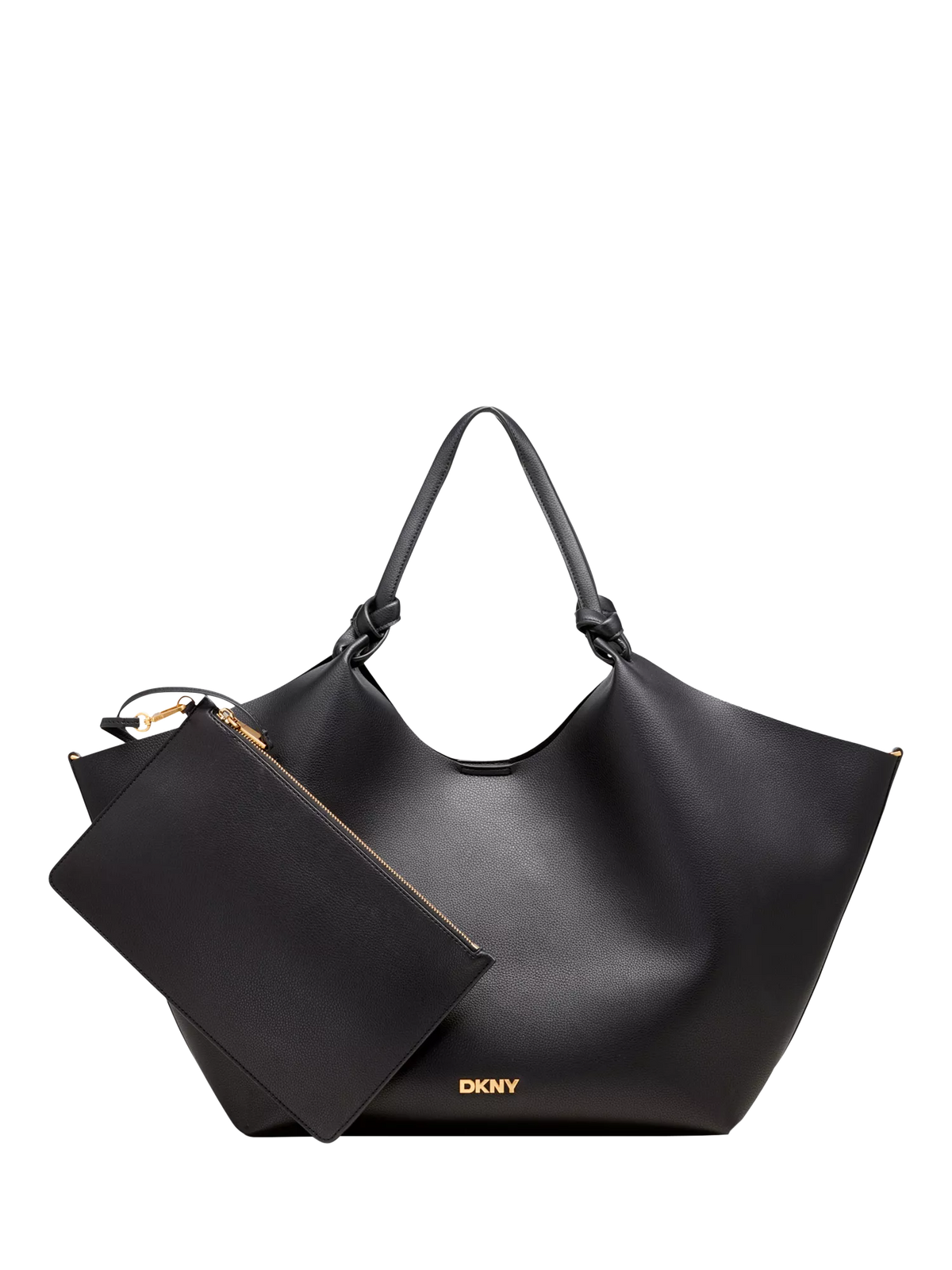 DKNY Paula large shopper tote bag in black and gold (British brand)