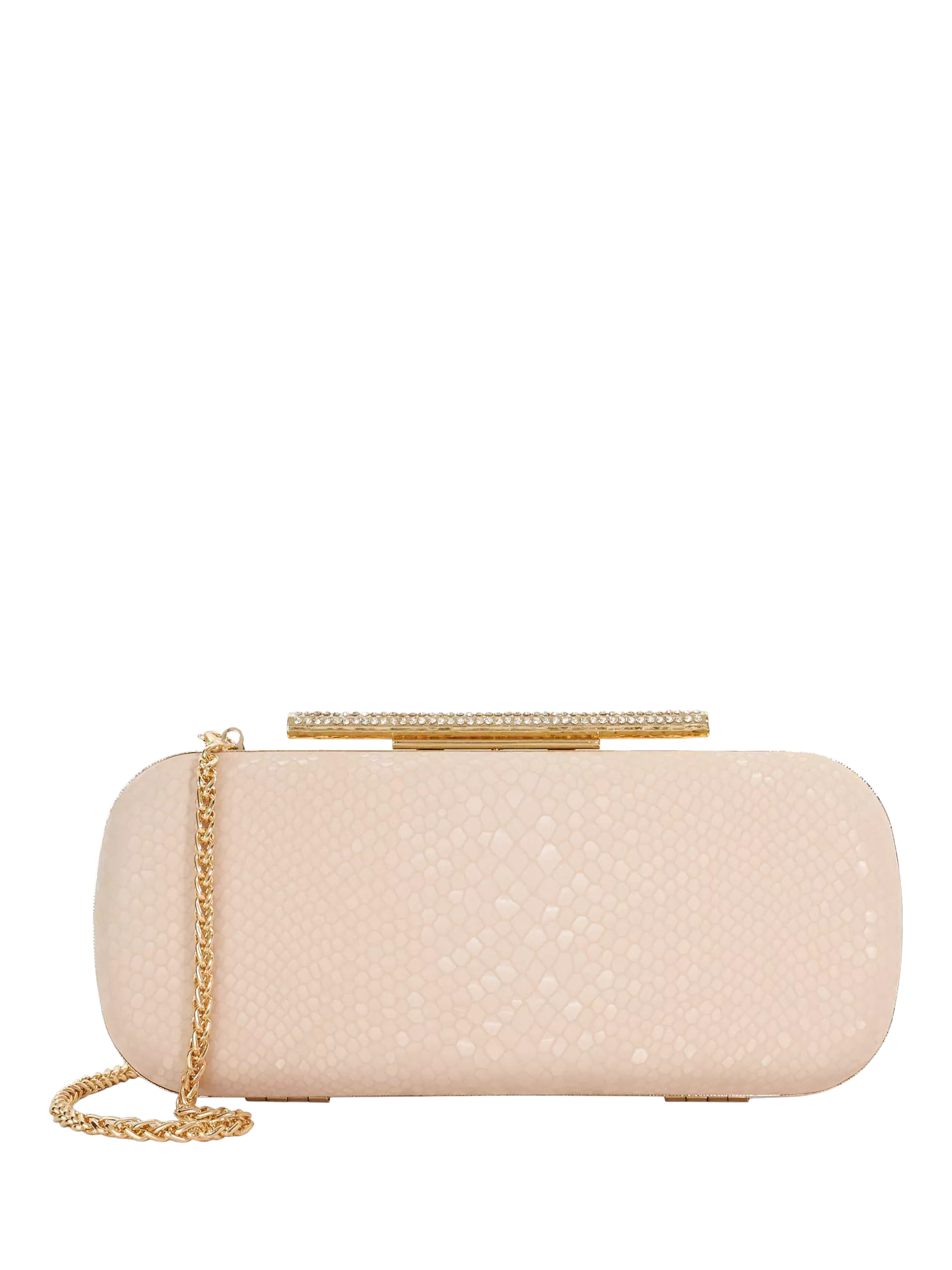 Dune London blush chain strap clutch bag, imported from the UK