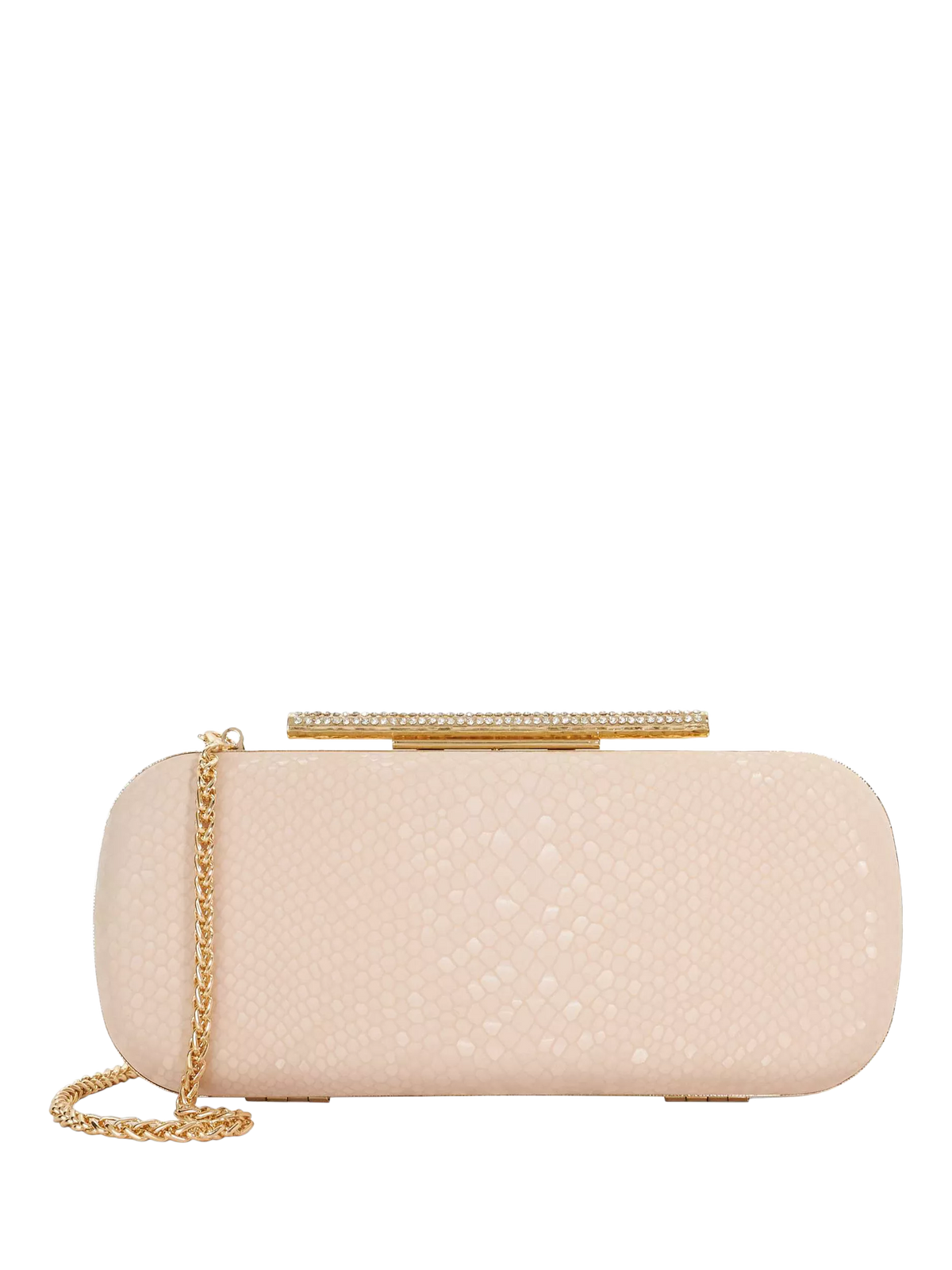 Dune London blush chain strap clutch bag, imported from the UK