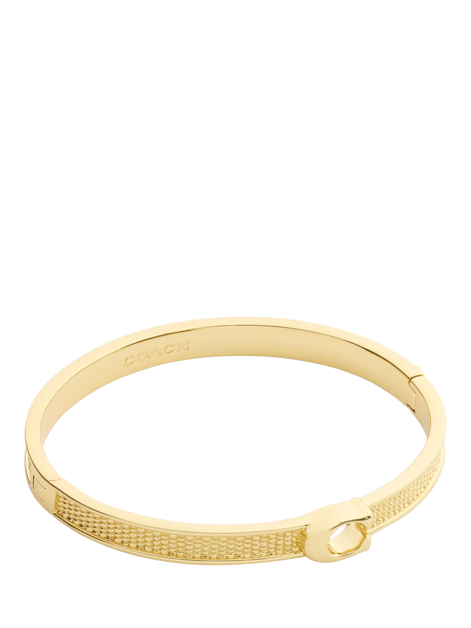 Coach gold toned textured bangle bracelet with C motif, UK version