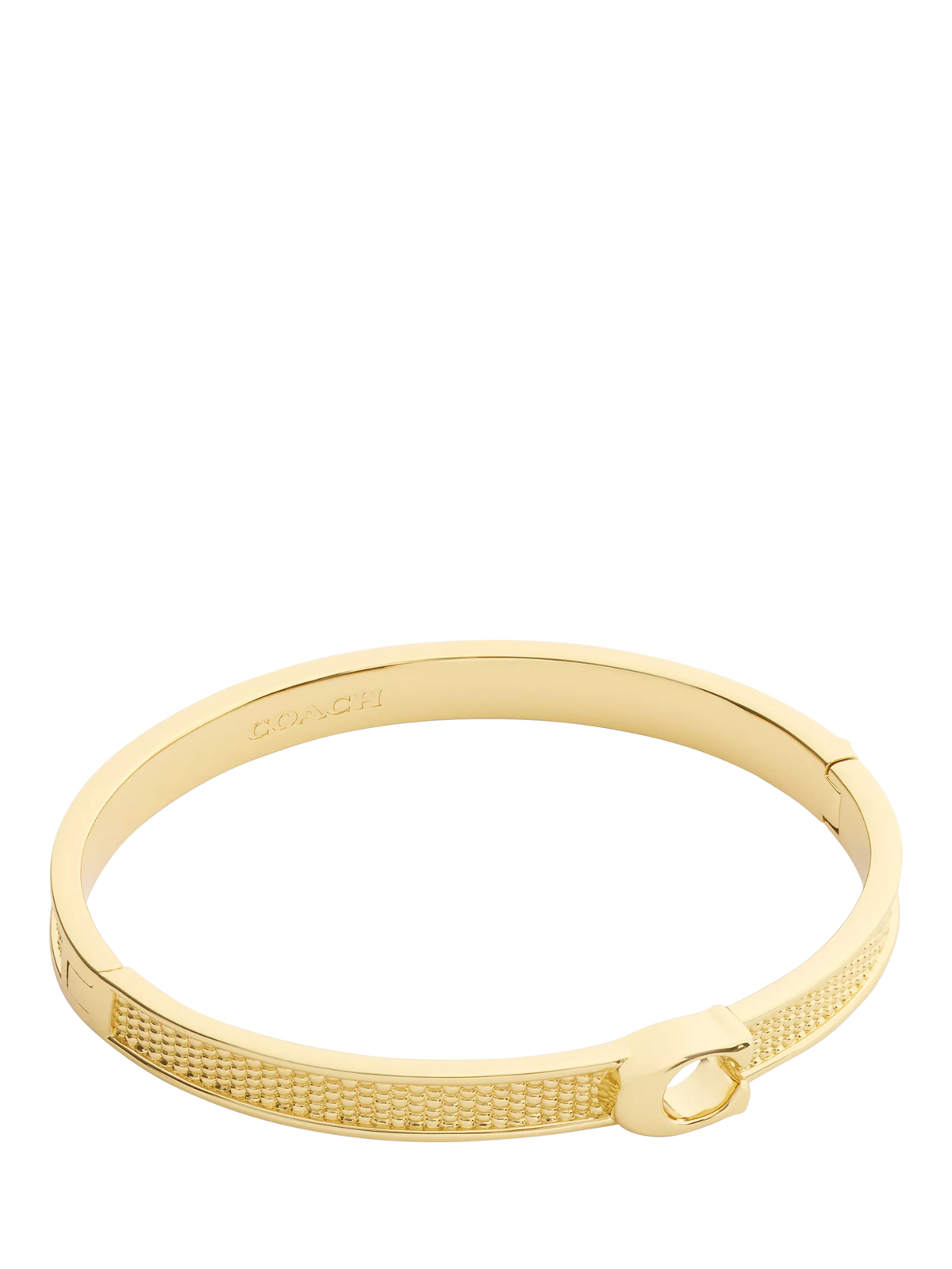 Coach gold toned textured bangle bracelet with C motif, UK version