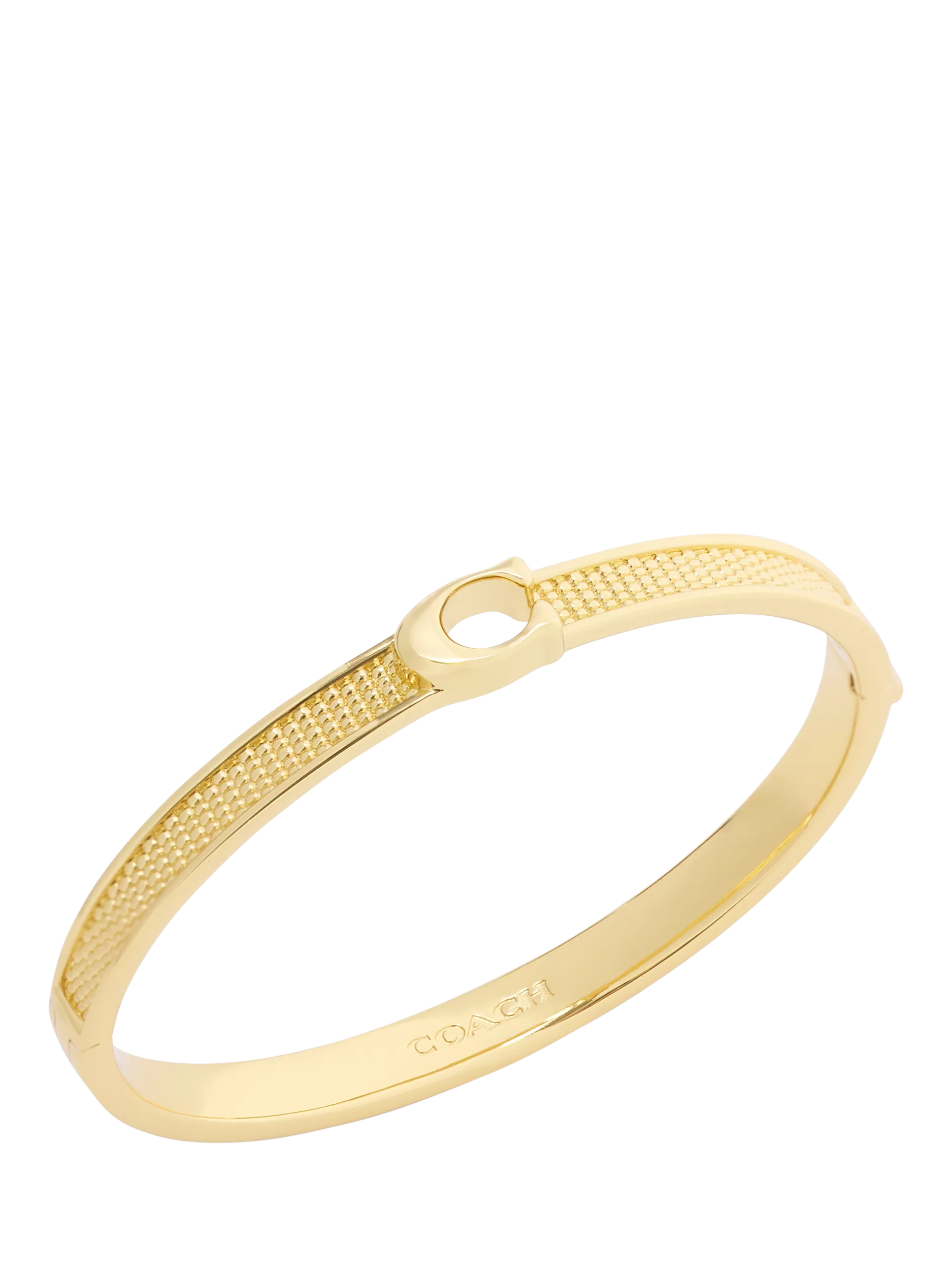 Coach gold toned textured bangle bracelet with C motif, UK version