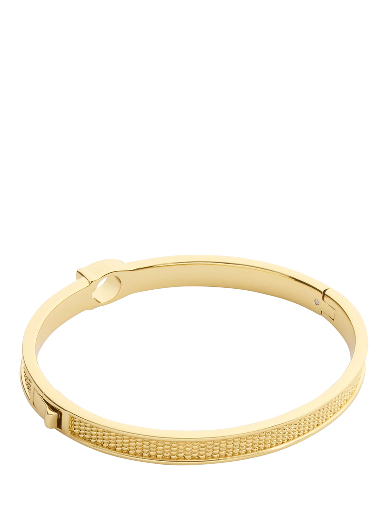 Coach gold toned textured bangle bracelet with C motif, UK version