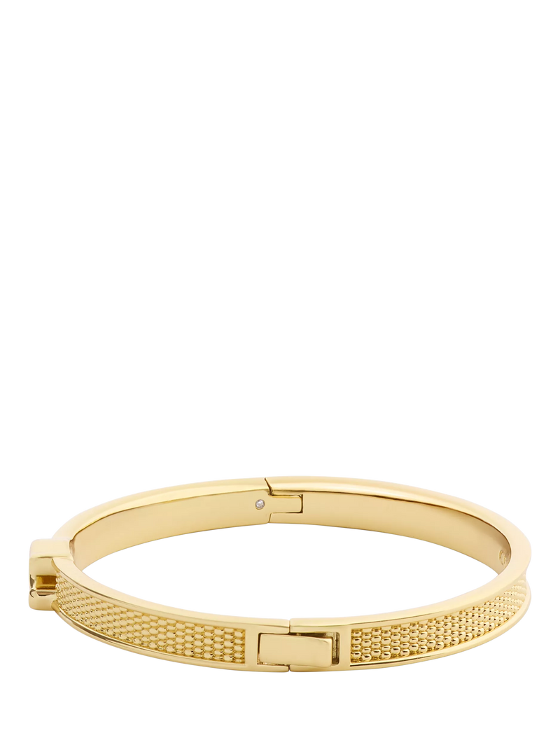 Coach gold toned textured bangle bracelet with C motif, UK version
