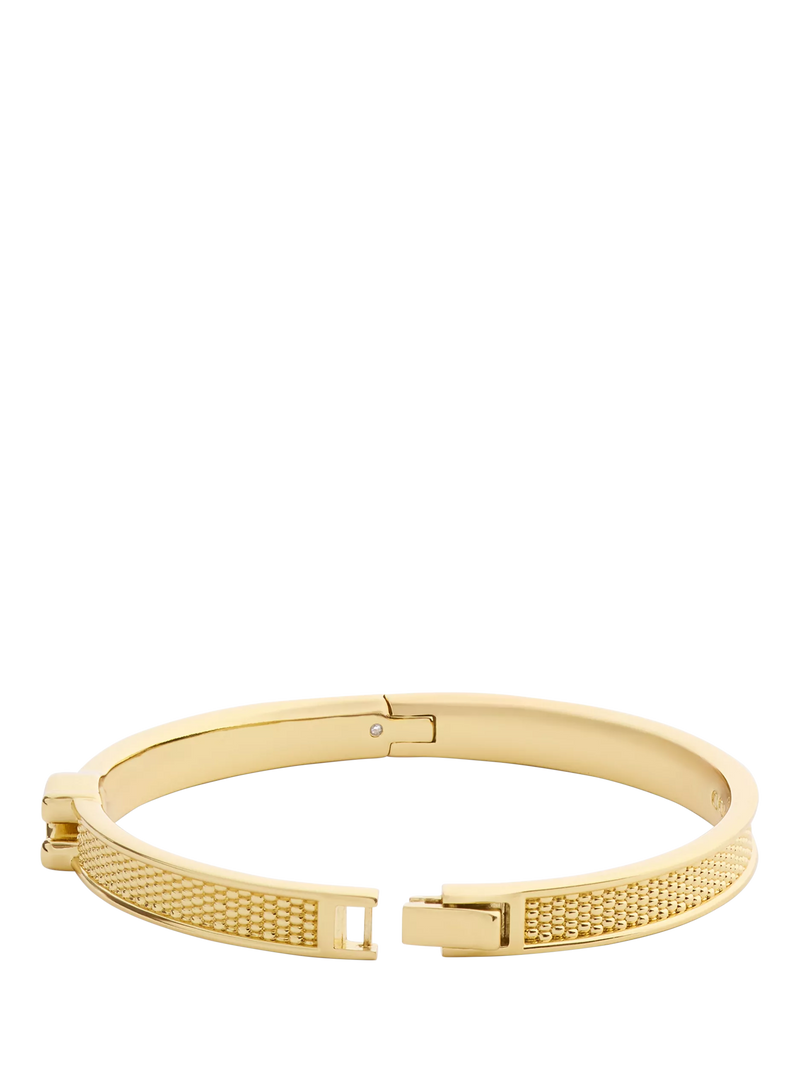 Coach gold toned textured bangle bracelet with C motif, UK version