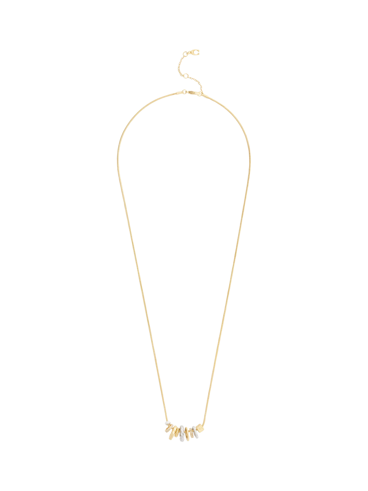 Coach Rondelle long charm necklace two tone, imported from the UK