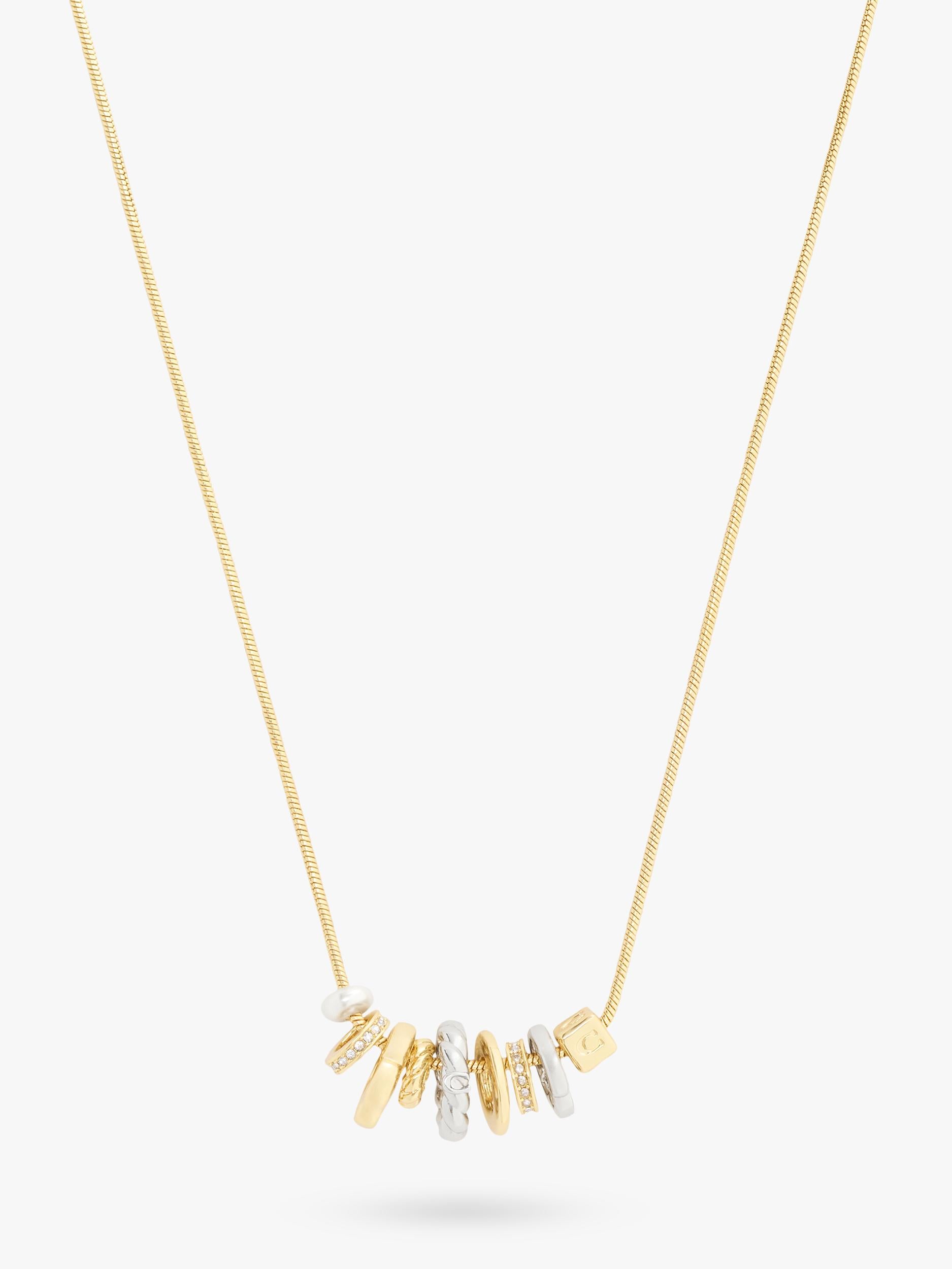 Coach Rondelle long charm necklace two tone, imported from the UK