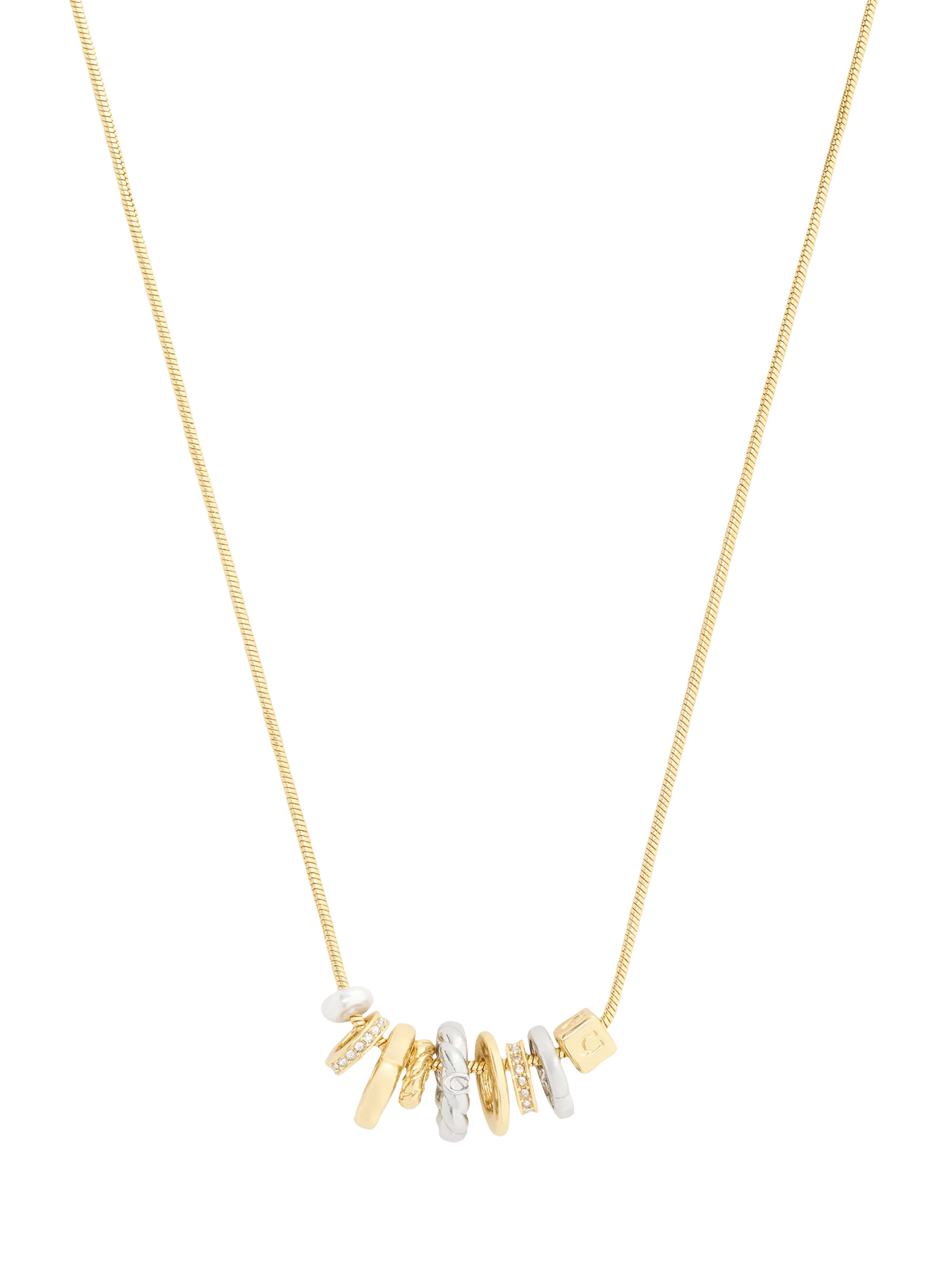 Coach Rondelle long charm necklace two tone, imported from the UK