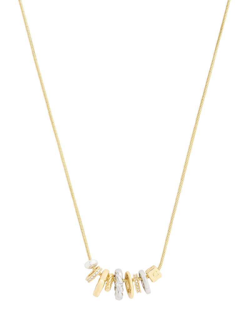 Coach Rondelle long charm necklace two tone, imported from the UK