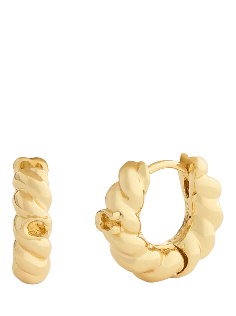 Coach Twist Huggie Earrings gold tone cubic zirconia, imported from the UK
