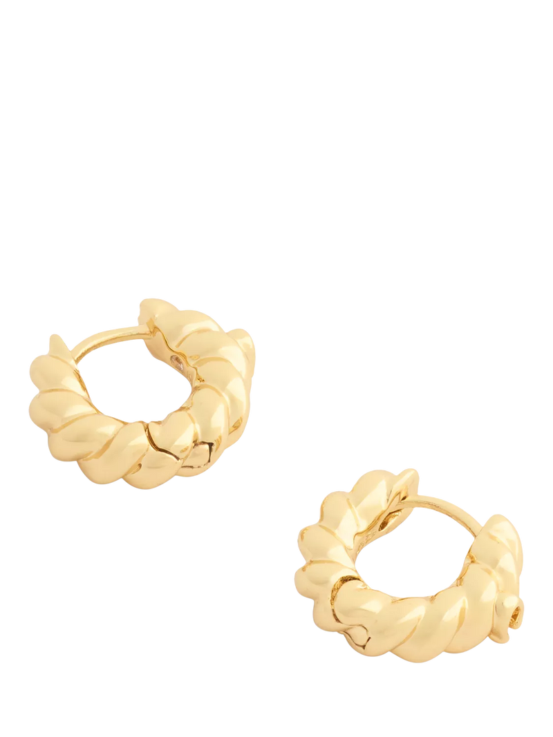 Coach Twist Huggie Earrings gold tone cubic zirconia, imported from the UK