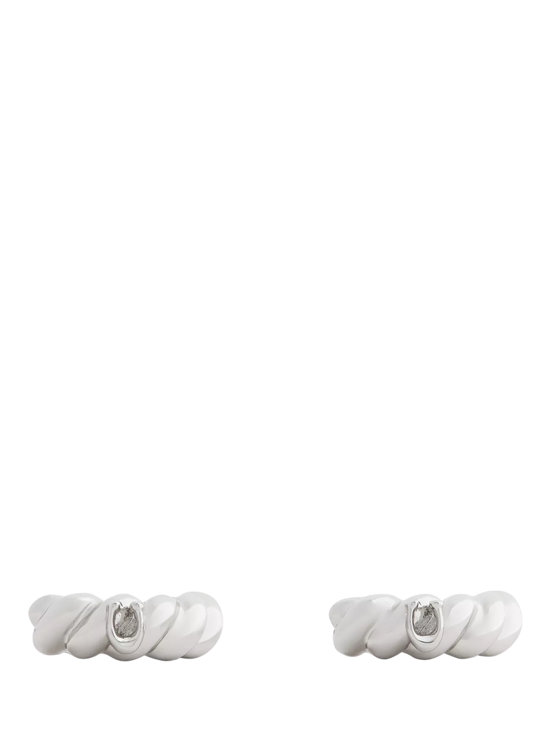 Coach twist huggie hoop earrings rhodium 13mm, UK version