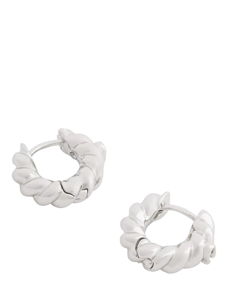 Coach twist huggie hoop earrings rhodium 13mm, UK version