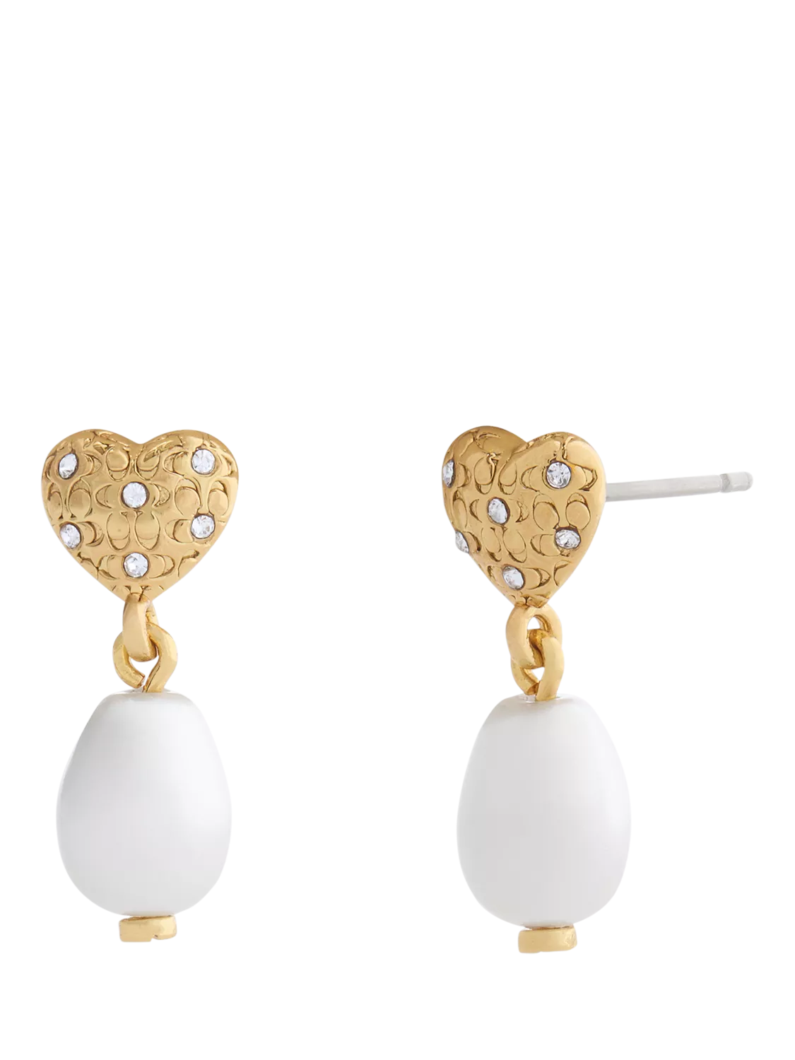 Coach heart drop pearl earrings, UK version
