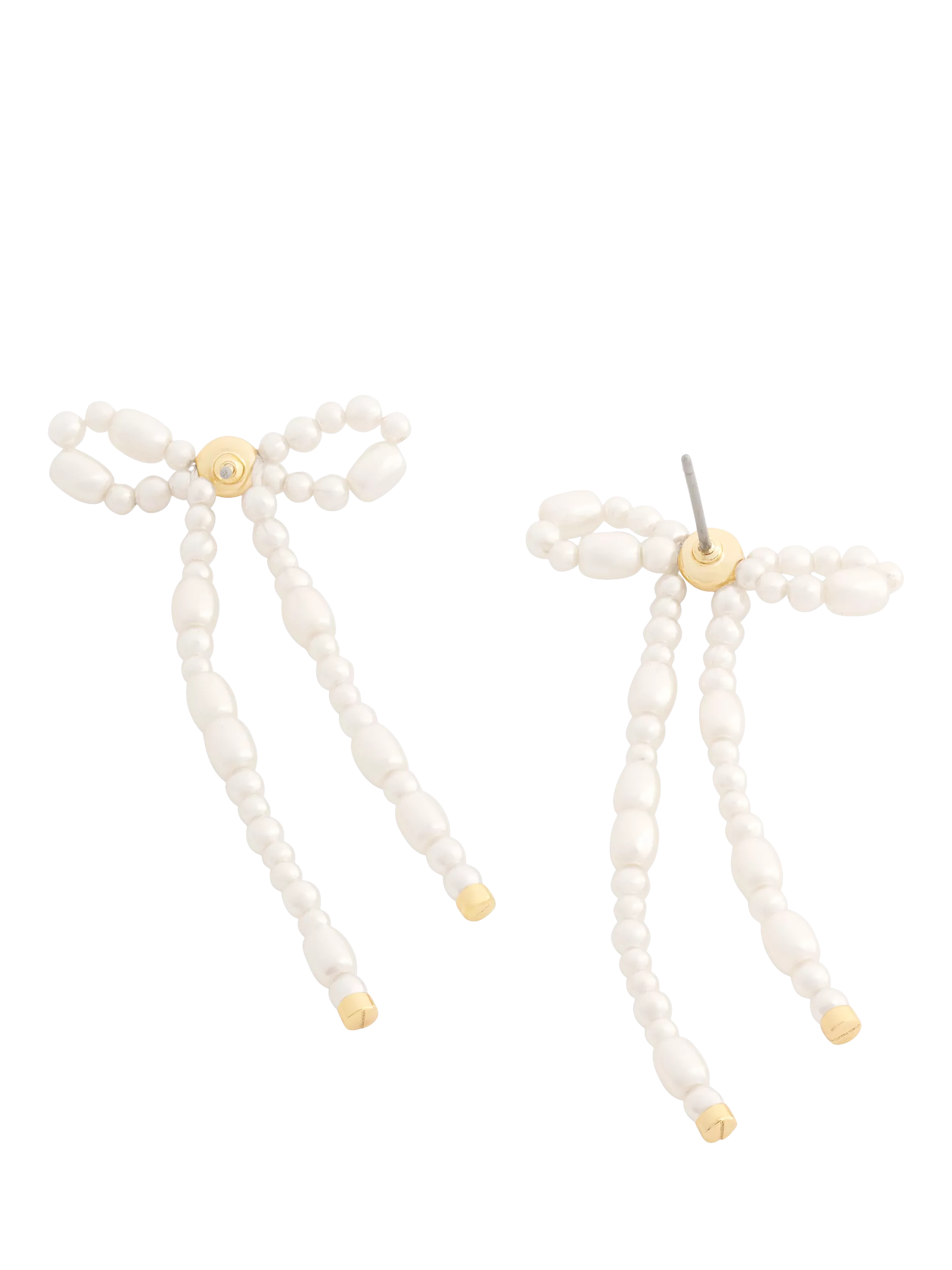 Coach pearl drop earrings gold tone bow (British brand)