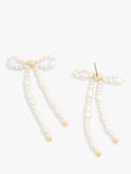 Coach pearl drop earrings gold tone bow (British brand)