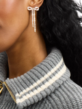 Coach pearl drop earrings gold tone bow (British brand)