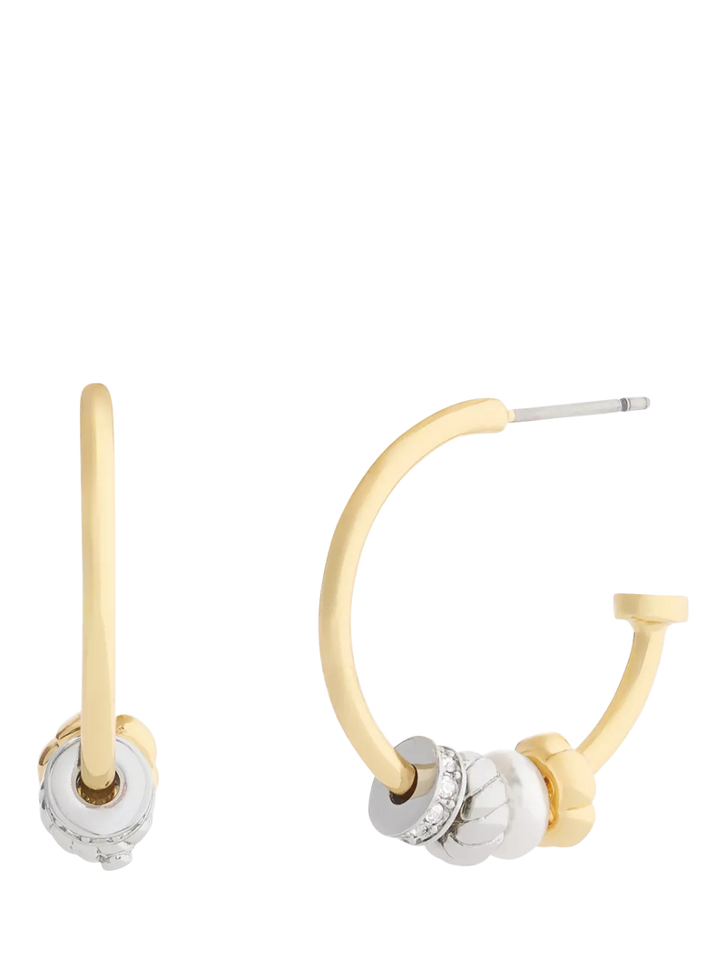 Coach Rondelle Charm Hoop Earrings in gold toned metal - British product