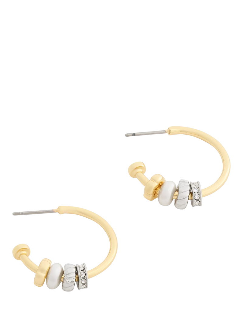 Coach Rondelle Charm Hoop Earrings in gold toned metal - British product