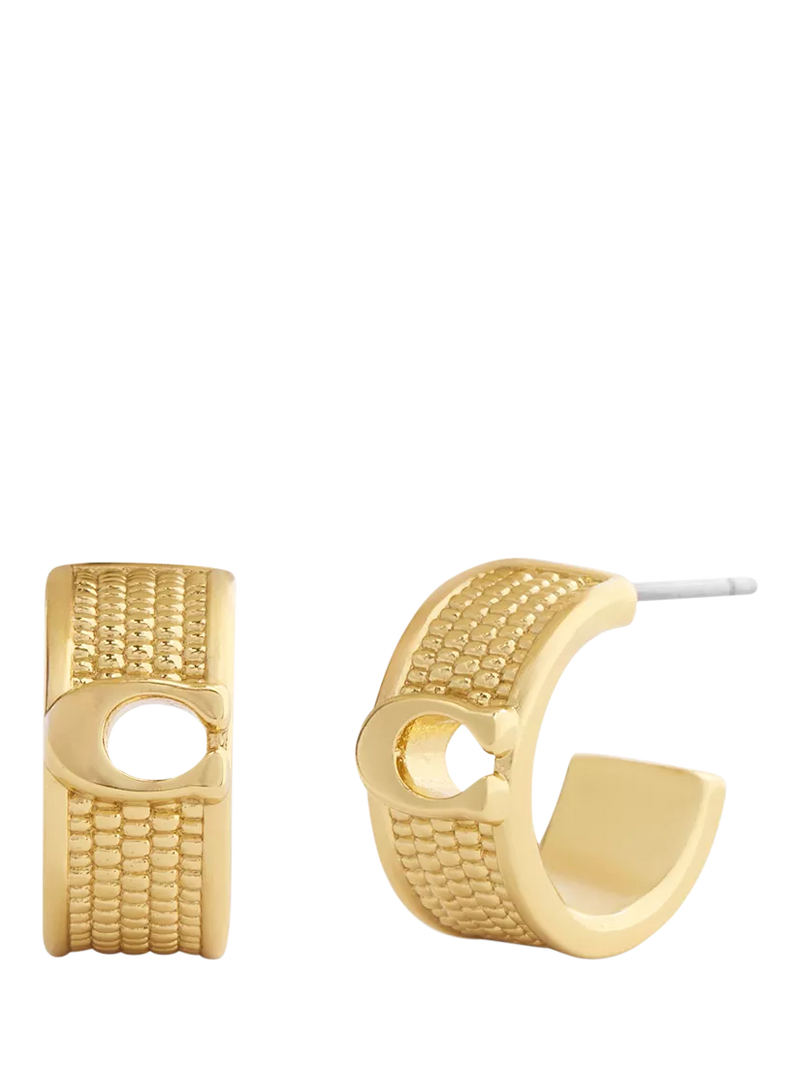 Coach gold textured huggie earrings, imported from the UK