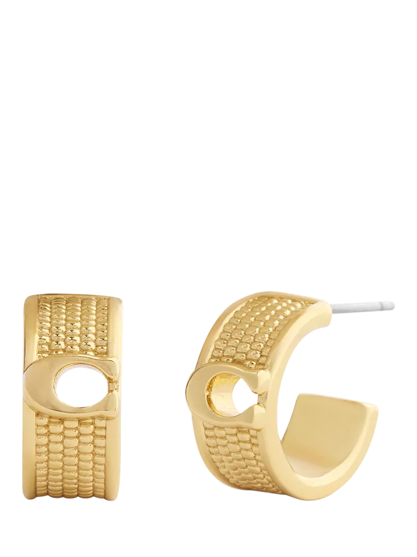 Coach gold textured huggie earrings, imported from the UK