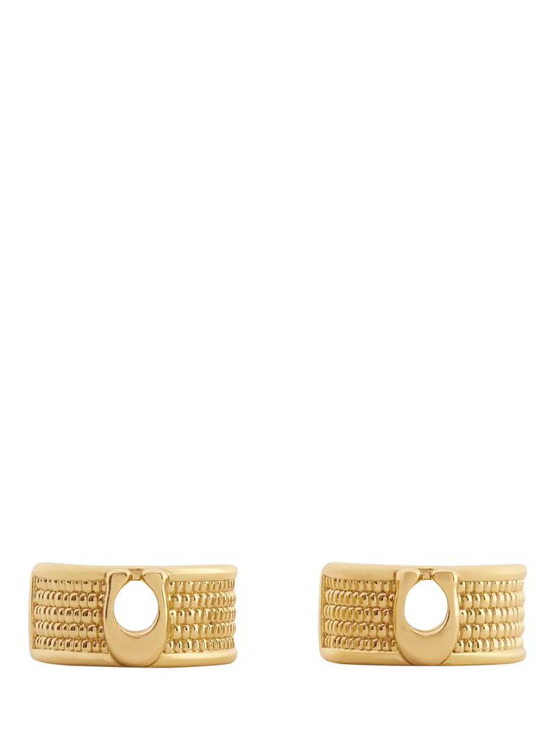 Coach gold textured huggie earrings, imported from the UK