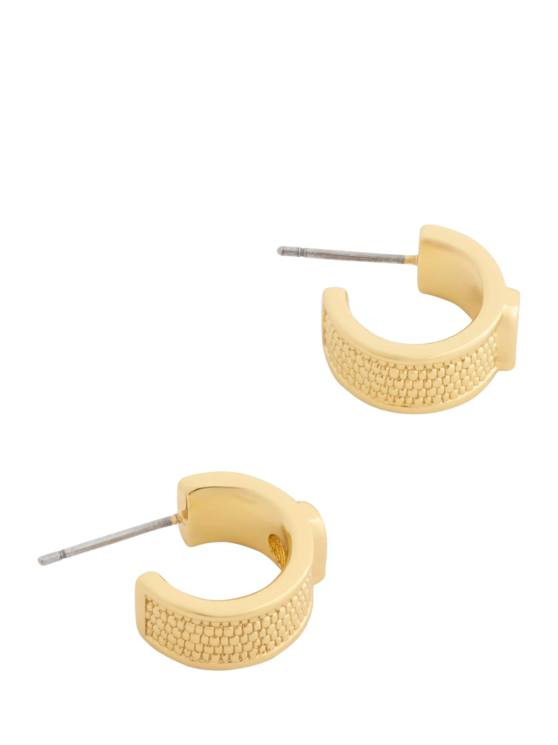Coach gold textured huggie earrings, imported from the UK