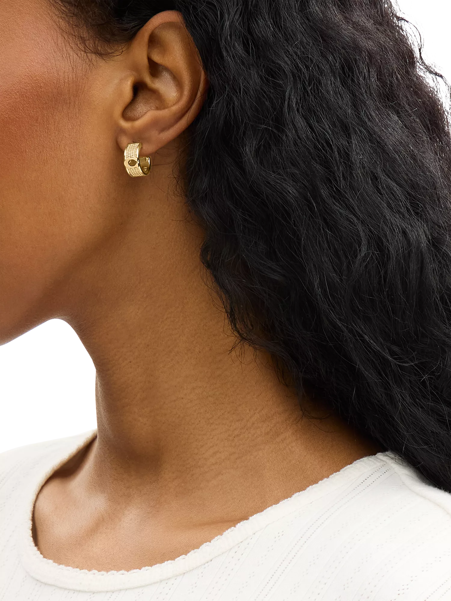 Coach gold textured huggie earrings, imported from the UK
