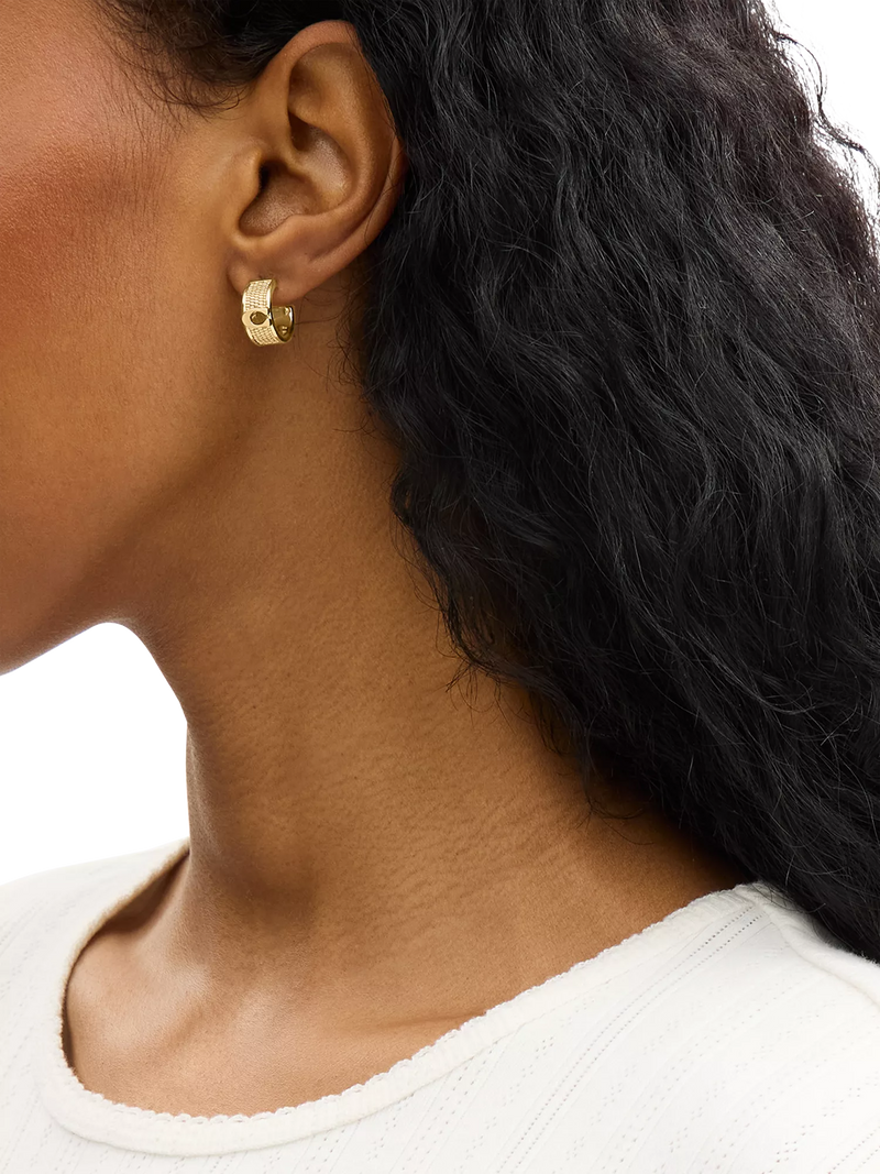 Coach gold textured huggie earrings, imported from the UK