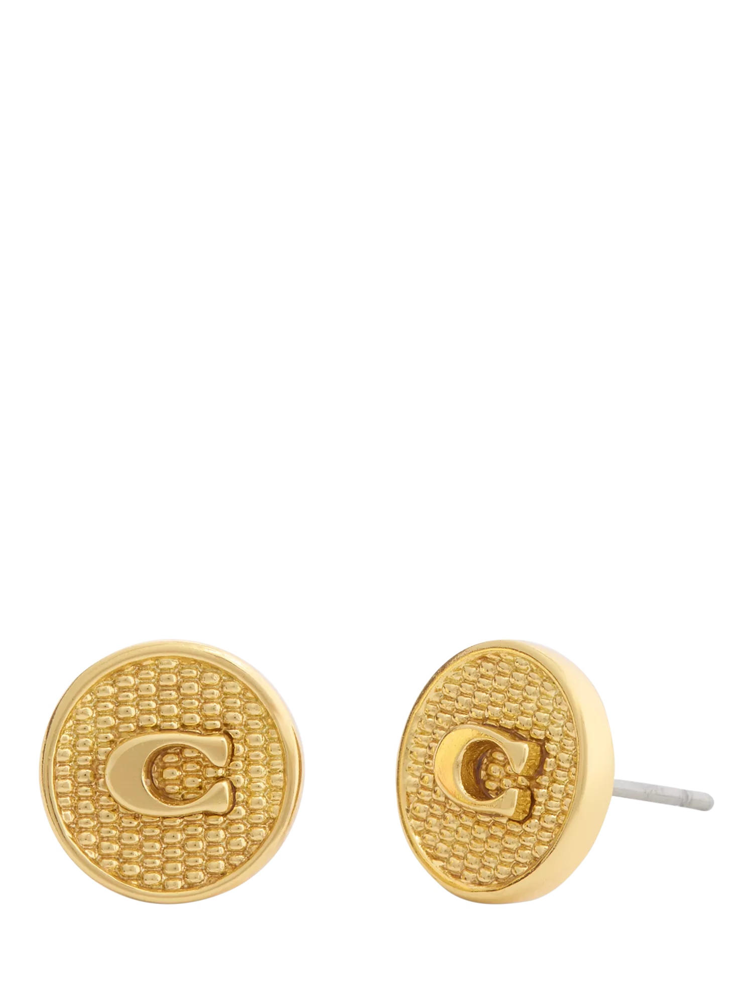 Coach gold textured coin stud earrings, UK version