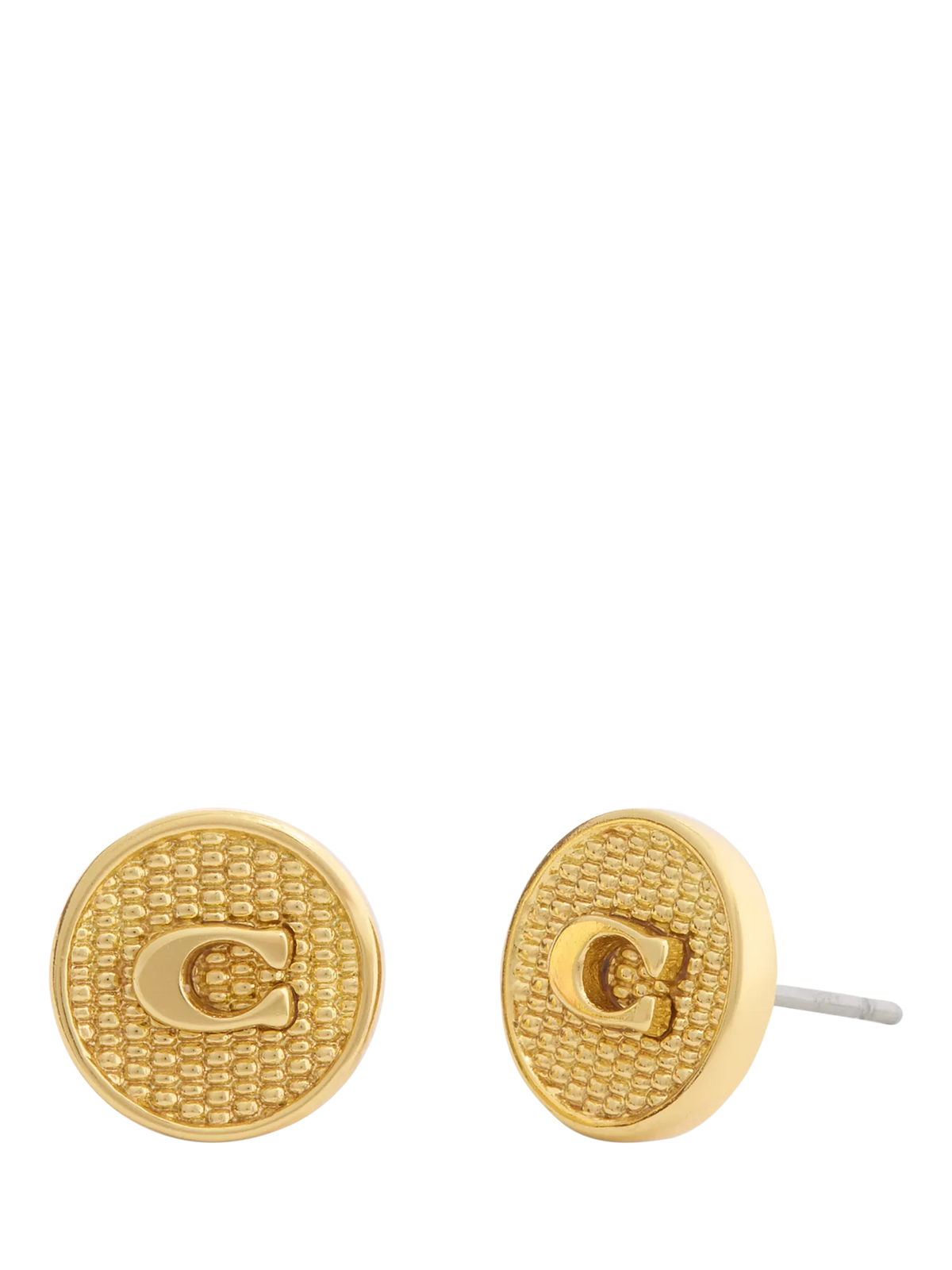 Coach gold textured coin stud earrings, UK version