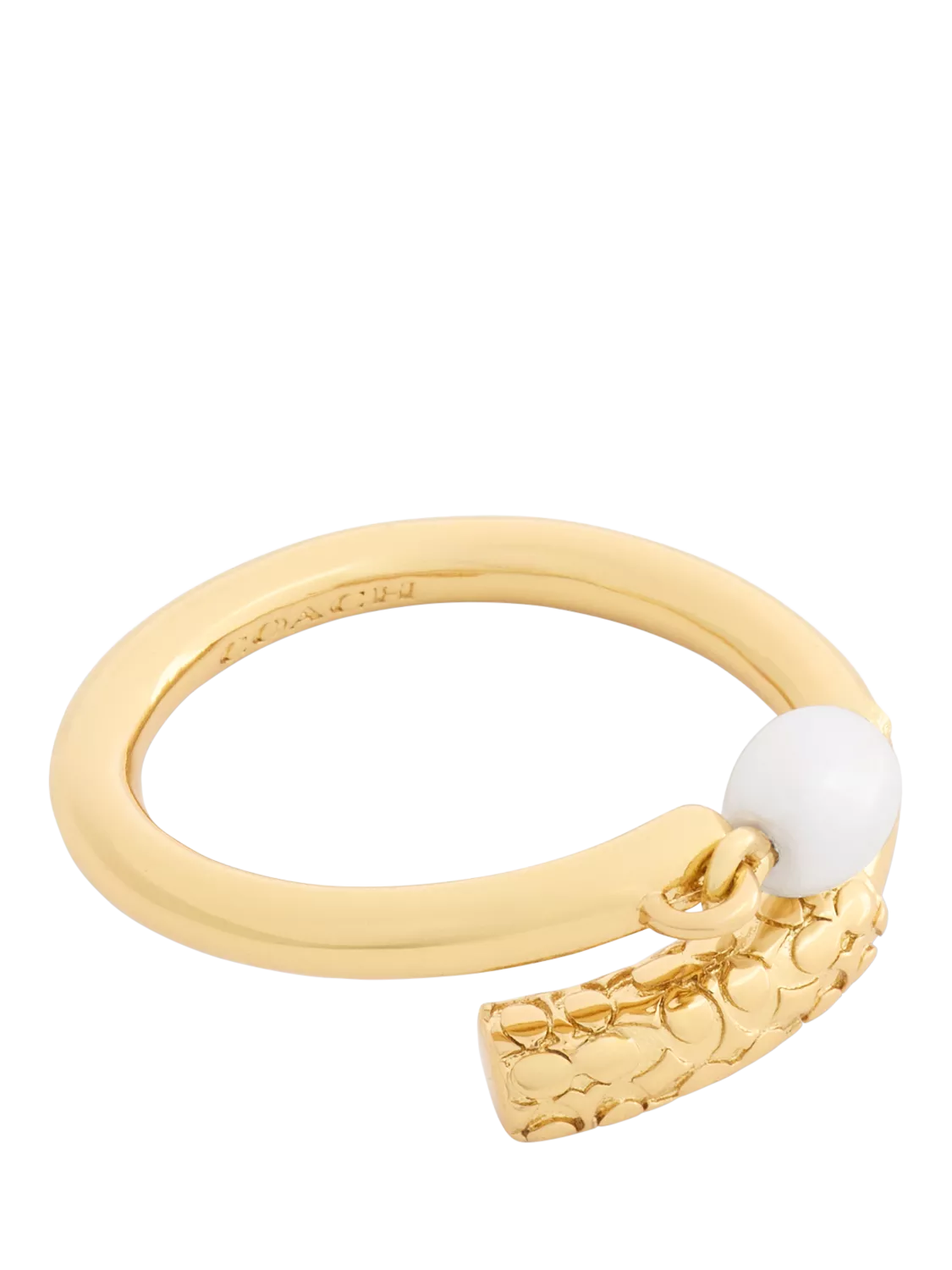 Coach sculpted C drop ring with pearl - British product