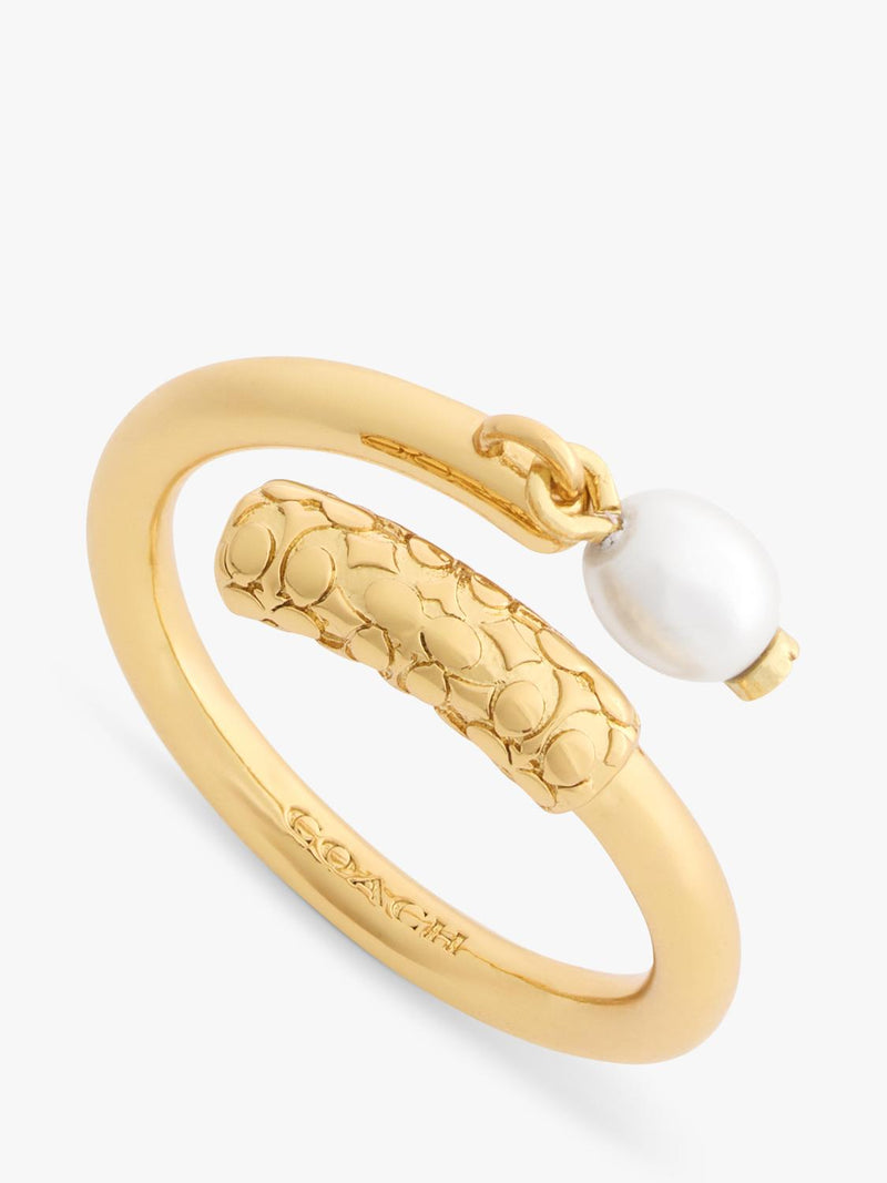 Coach sculpted C drop ring with pearl - British product
