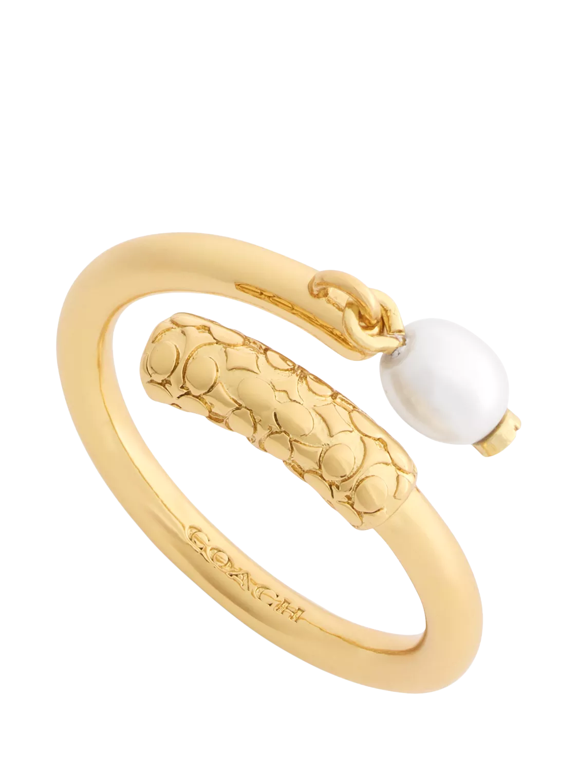 Coach sculpted C drop ring with pearl - British product