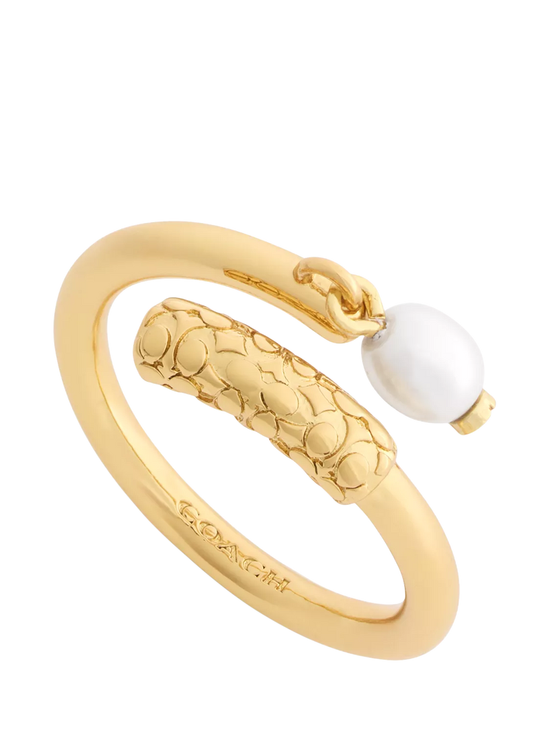 Coach sculpted C drop ring with pearl - British product