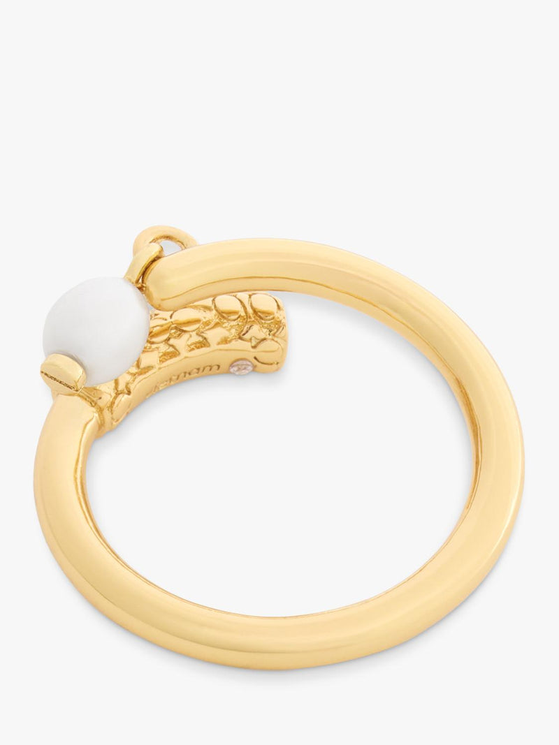 Coach sculpted C drop ring with pearl - British product