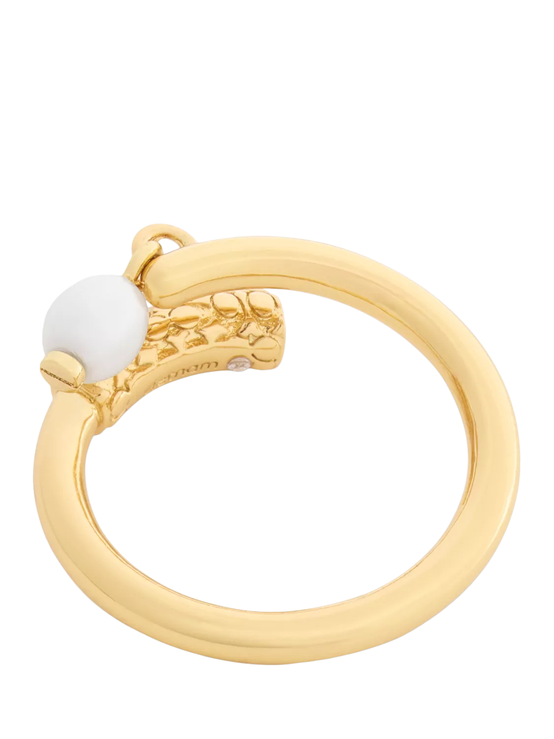 Coach sculpted C drop ring with pearl - British product