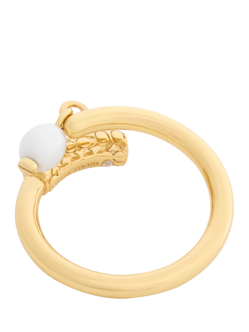 Coach sculpted C drop ring with pearl - British product