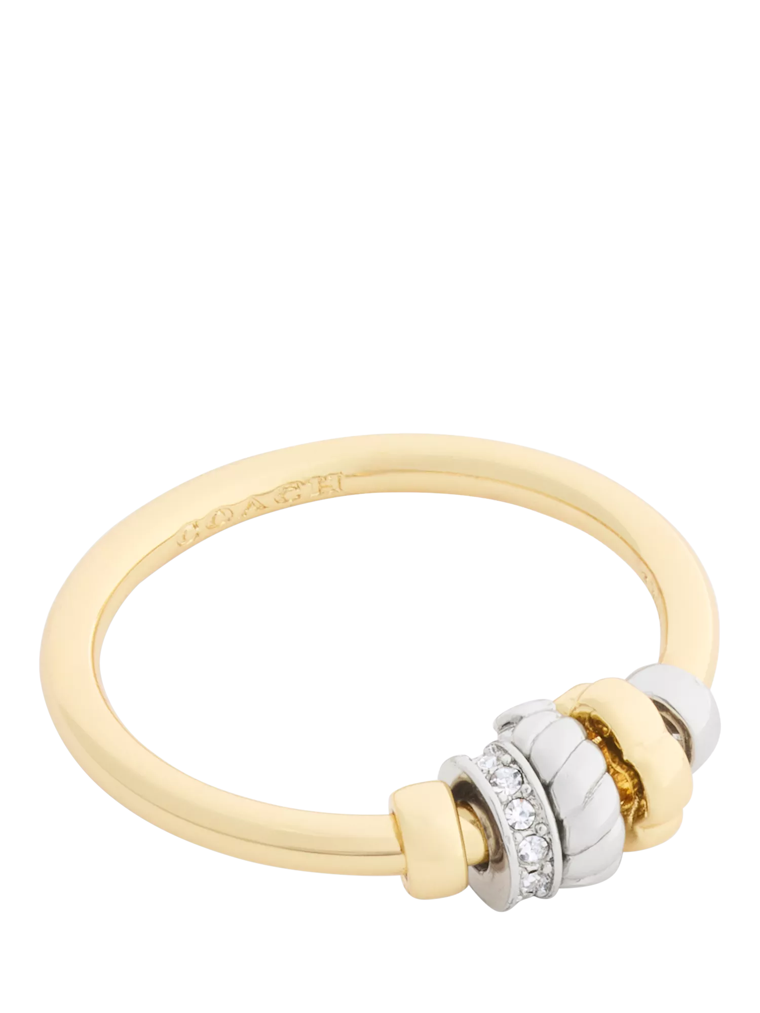 Coach Rondelle charm ring two tone gold size O (British brand)